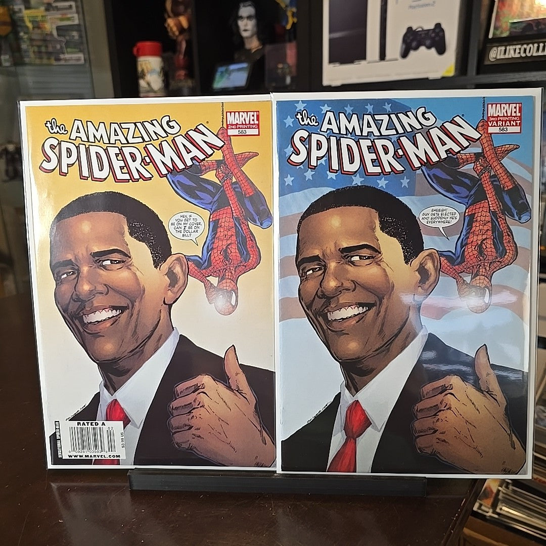 MARVEL COMICS THE AMAZING SPIDER-MAN OBAMA # 583 2ND & 3RD PRINTING VARIANT