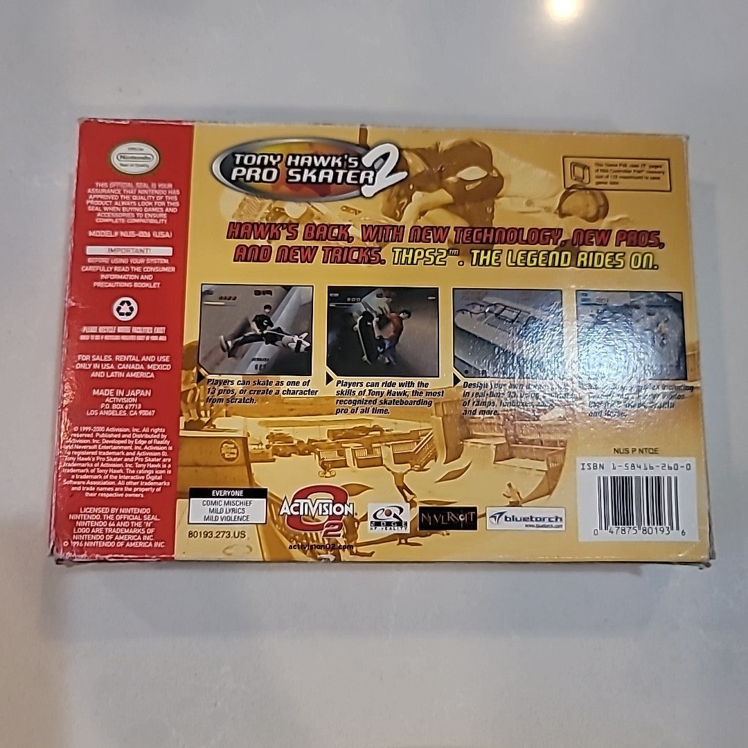 Tony Hawk's Pro Skater 2 N64 Nintendo 64 Complete CIB Good Condition! RARE!