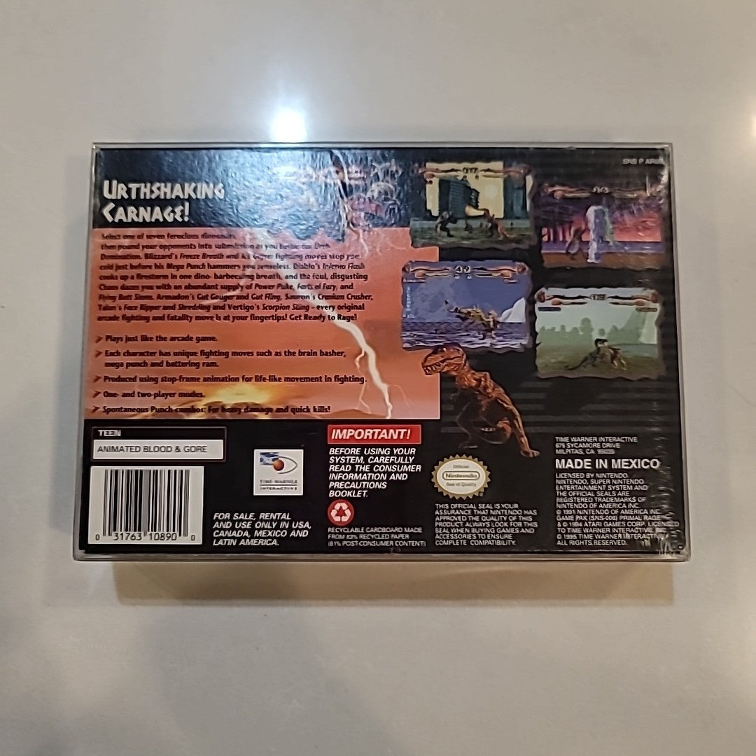 Nintendo SNES Primal Rage Fighting Action Video Game CIB w/plastic Case