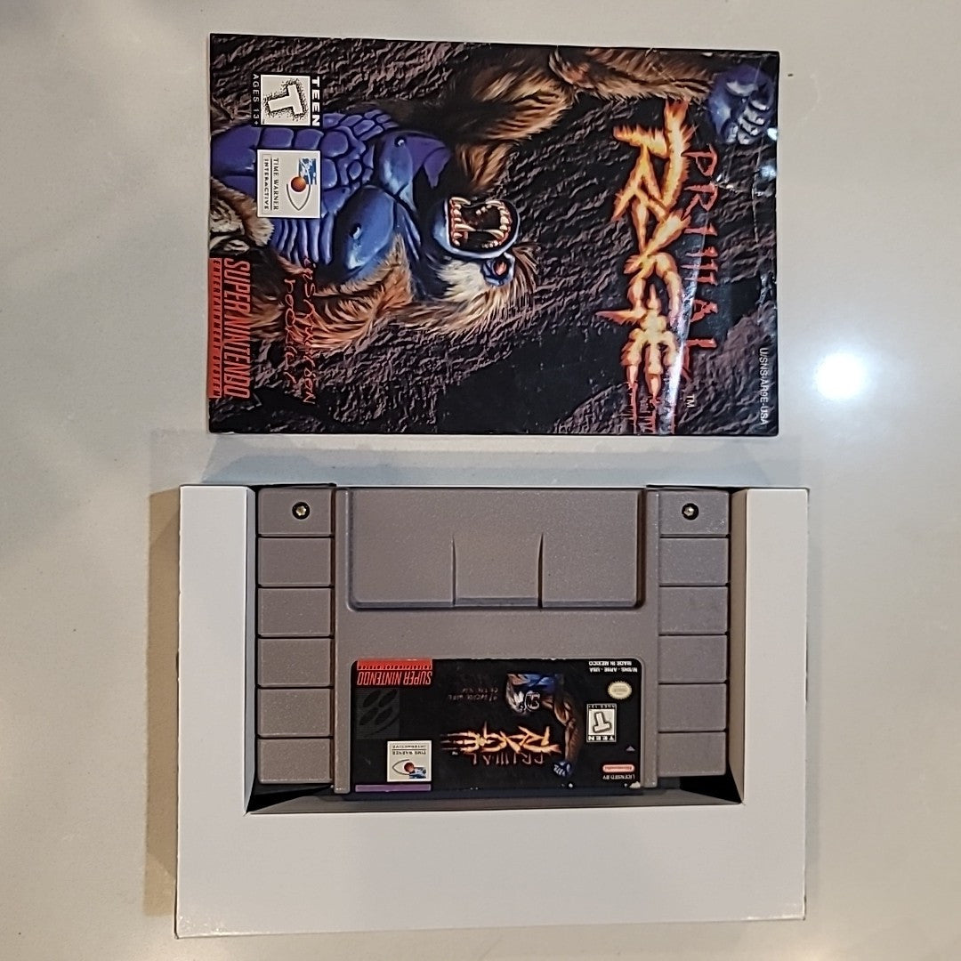 Nintendo SNES Primal Rage Fighting Action Video Game CIB w/plastic Case