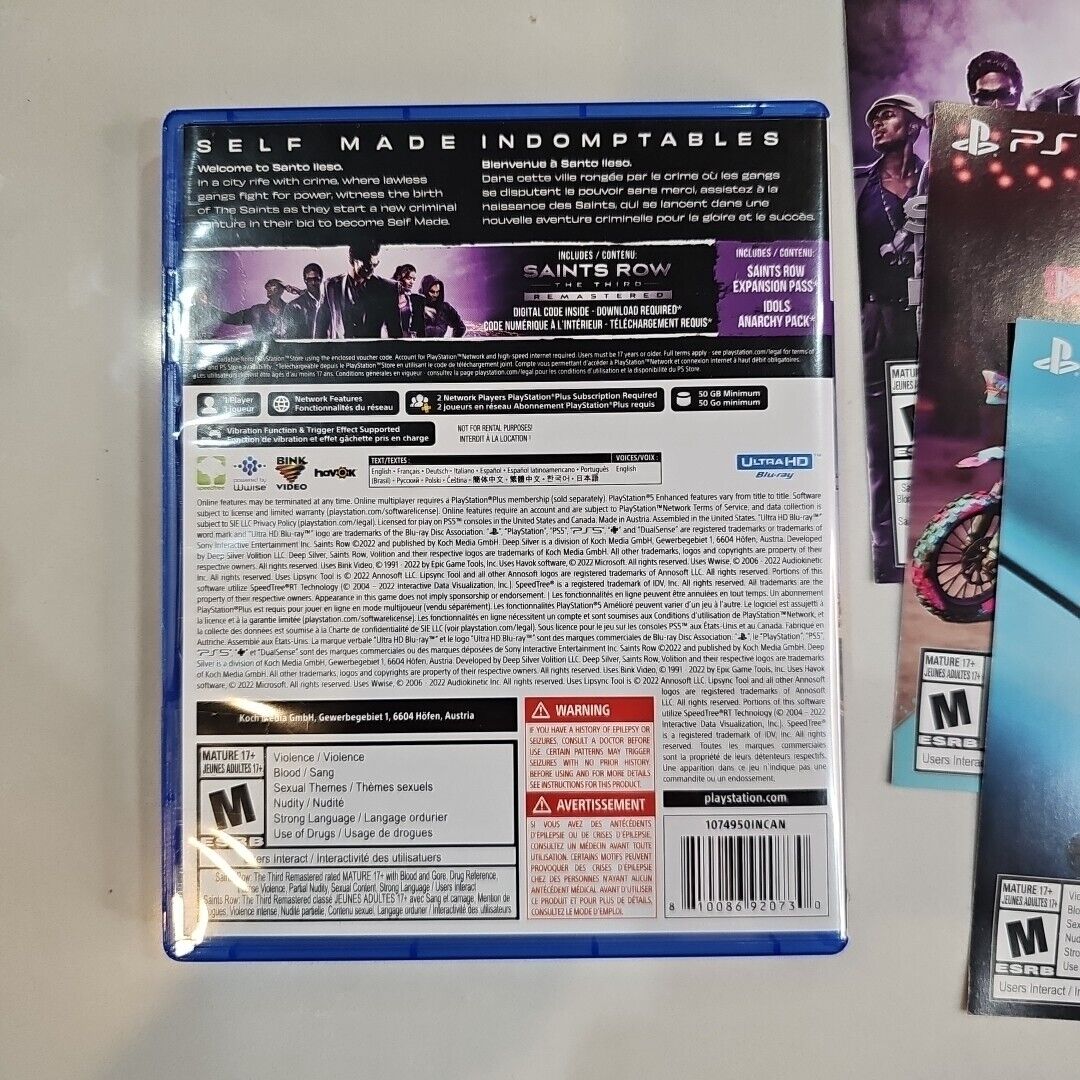 PS5 Saints Row Legacy Edition for Sony PlayStation 5 CIB COMPLETE