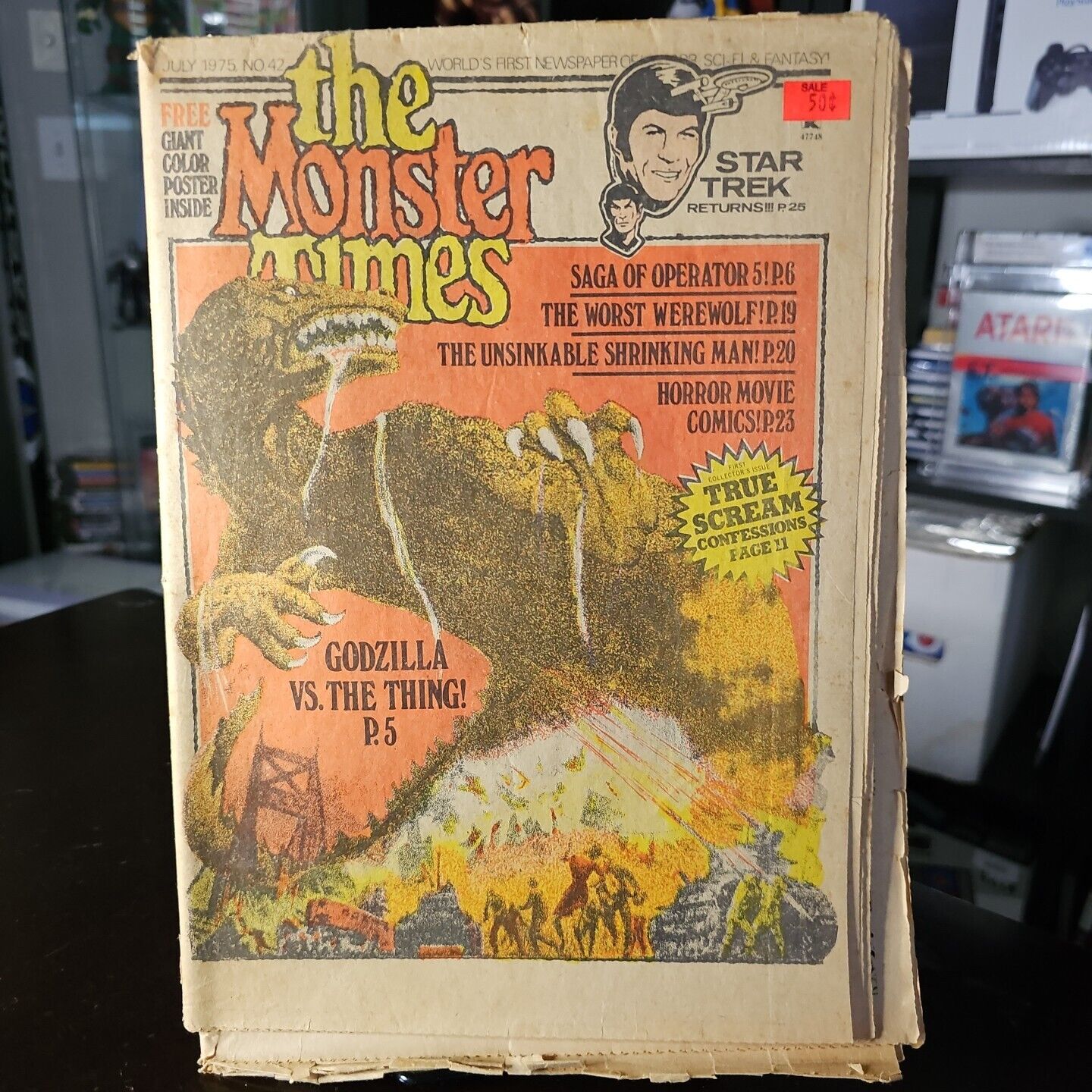 The Monster Times #42 Godzilla VS The Thing July 1975 VG-VG+ Includes POSTER!