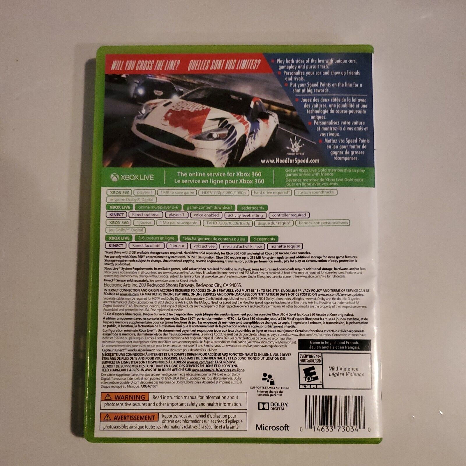 Need for Speed: Rivals (Microsoft Xbox 360, 2013) No Manual Free Shipping SB1