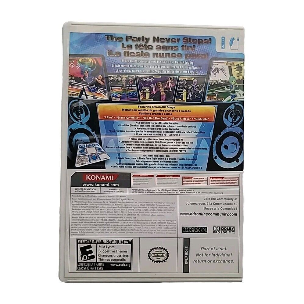 Dance Dance Revolution: Hottest Party 2 (Nintendo Wii, 2008) Case DISC Manual