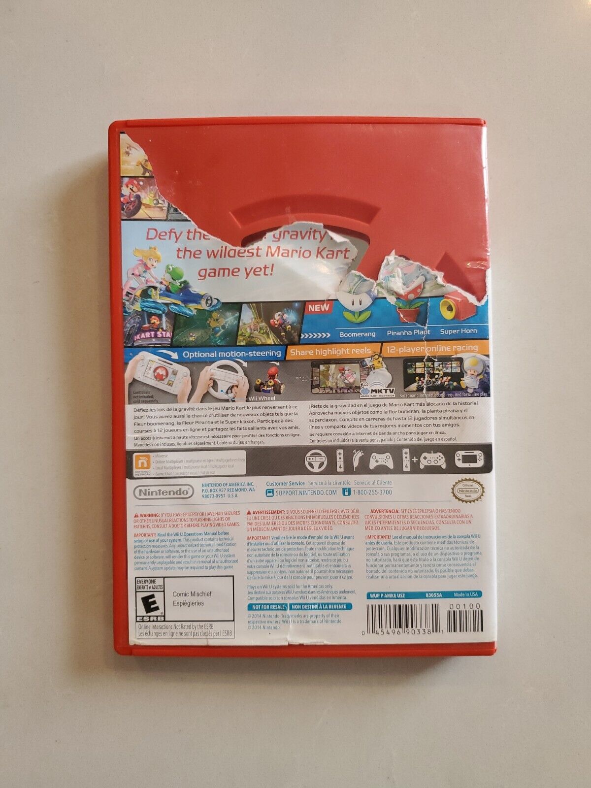 Mario Kart 8 (Nintendo Wii U, 2014) No Manual Ripped Art