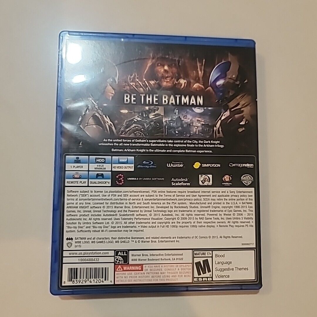 BATMAN Arkham Knight PS4 Video Game 