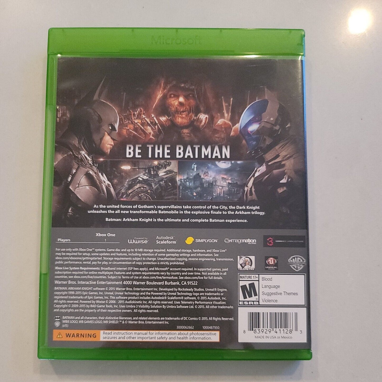 Batman: Arkham Knight (Microsoft Xbox One, 2015) Near Mint Complete CIB BB3