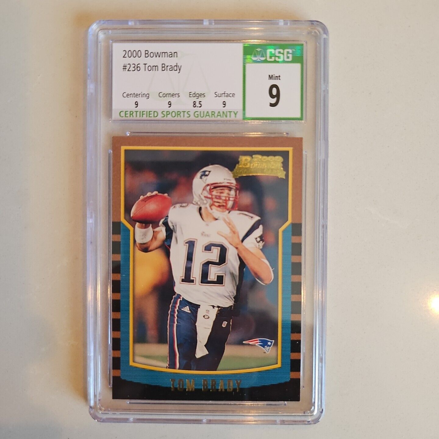 Tom Brady 2000 Bowman RC #236 CSG 9 Mint