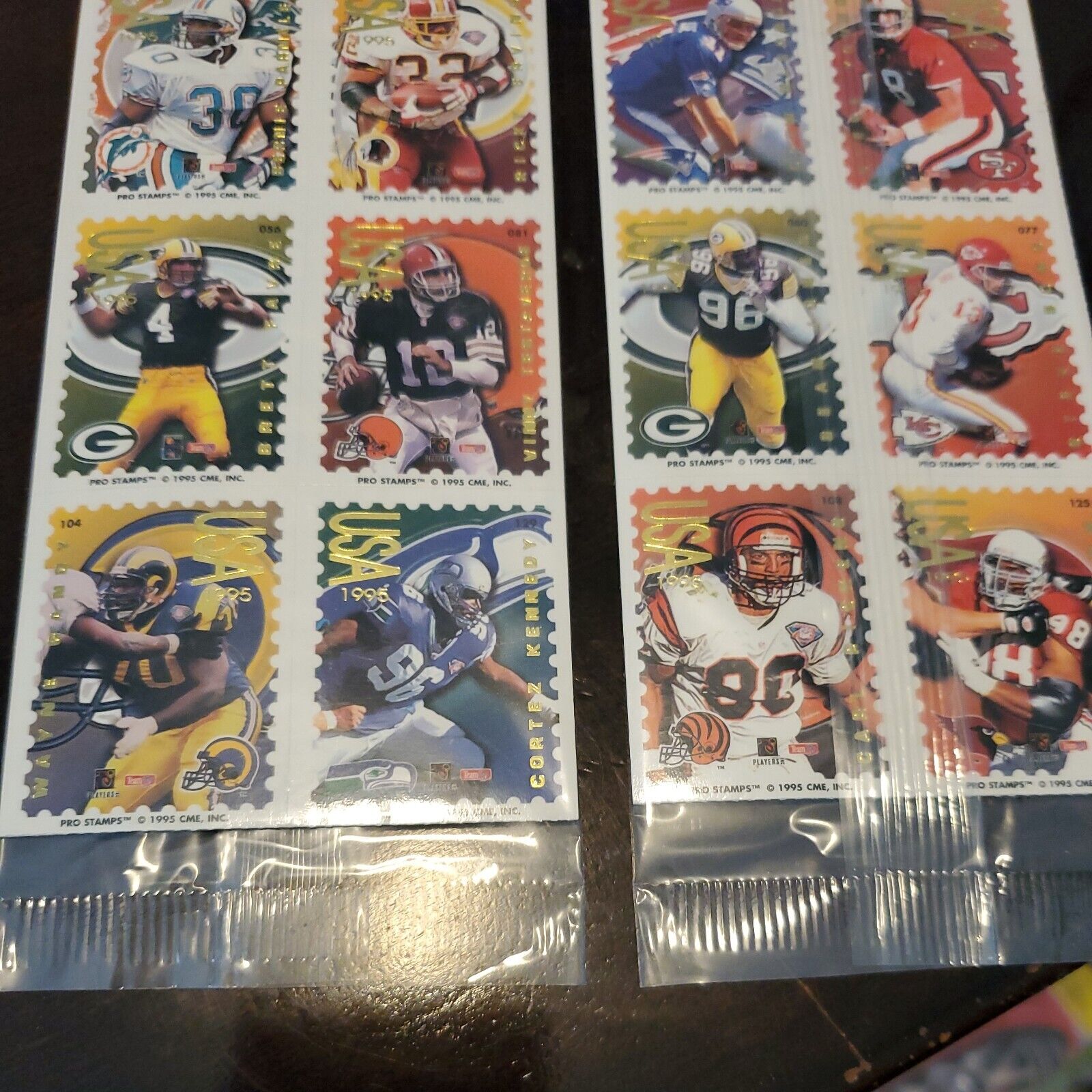 Vintage 1995 NFL Pro Stamps Stickers (12) NIP SEALED RARE Farve Young LOT OF 2