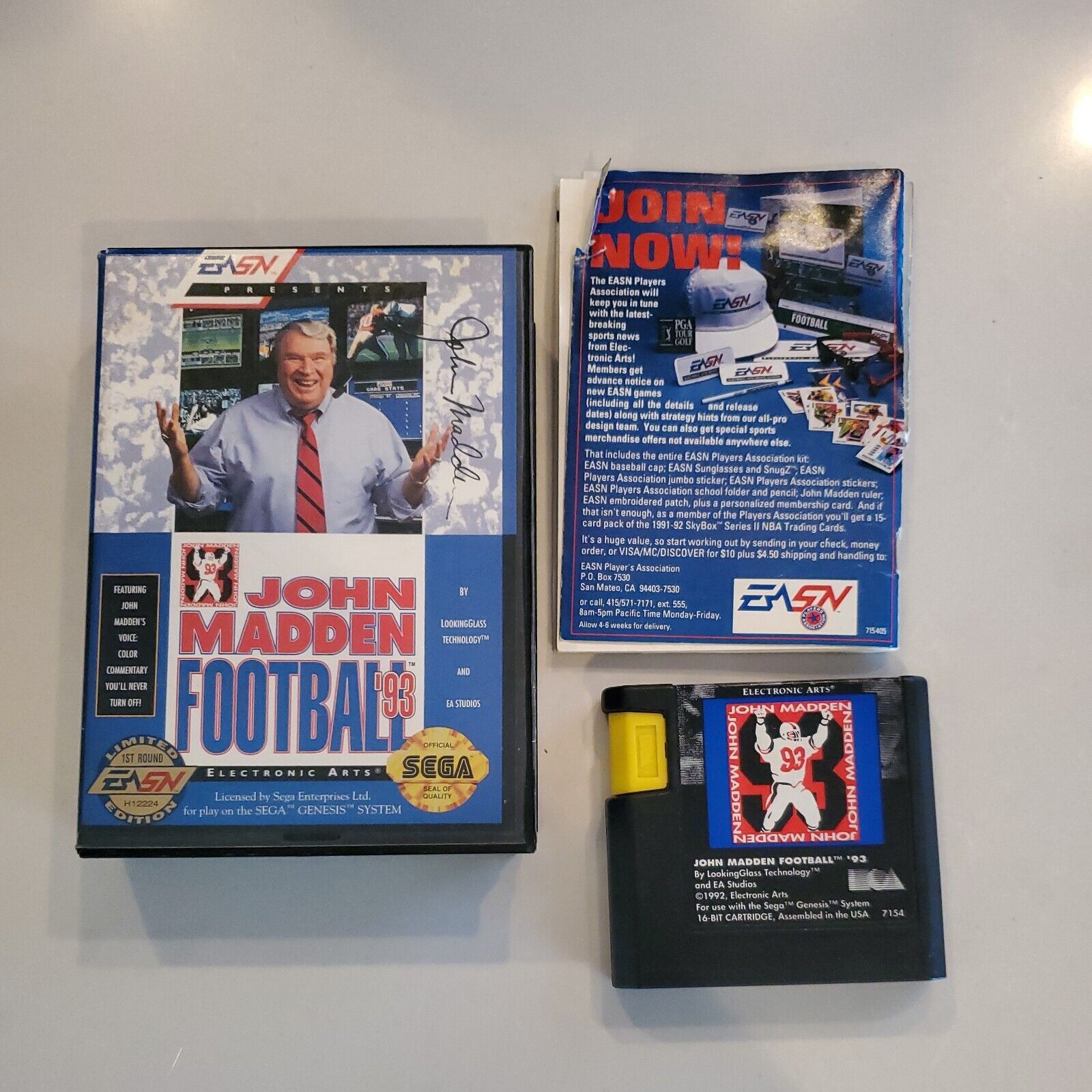 John Madden Football '93 (Sega Genesis, 1993) Authentic - CIB Complete w/ Manual