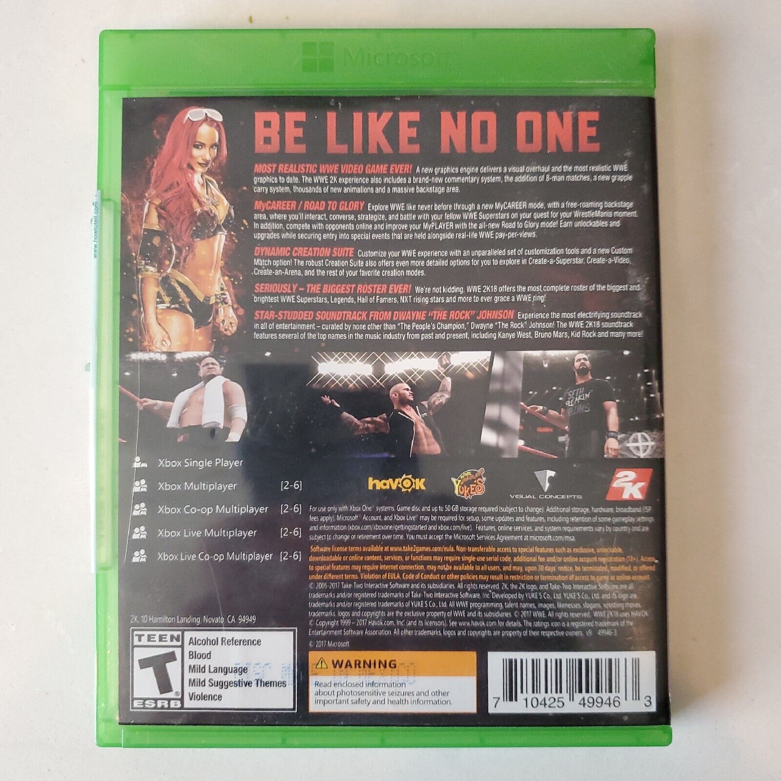 WWE 2K18 (Microsoft Xbox One, 2017) Complete TESTED