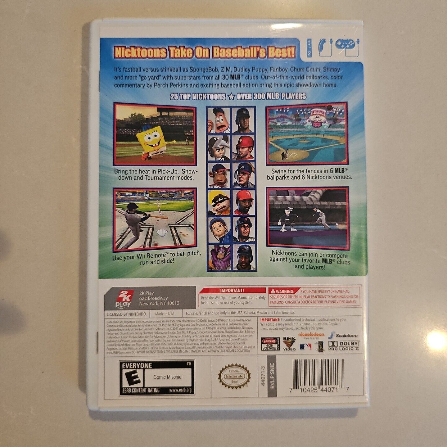 Nickelodeon Nicktoons MLB - Nintendo Wii W/ Instruction Booklet