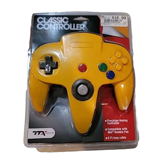 Nintendo 64 CONTROLLER YELLOW  N64 *OLD SKOOL* New In Box!! Retro