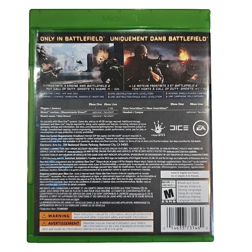 Battlefield 4 XBOX ONE- TESTED-FREE SHIPPING