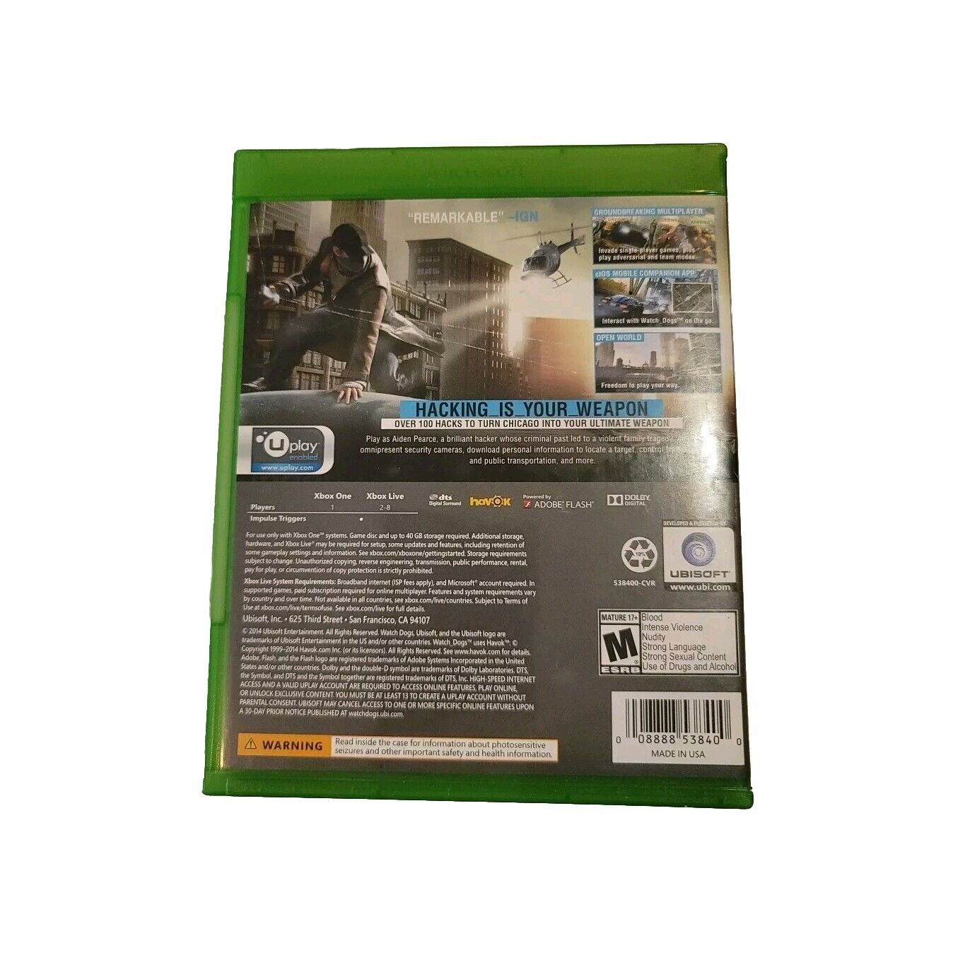 Watch Dogs (Microsoft Xbox One, 2014)- CIB