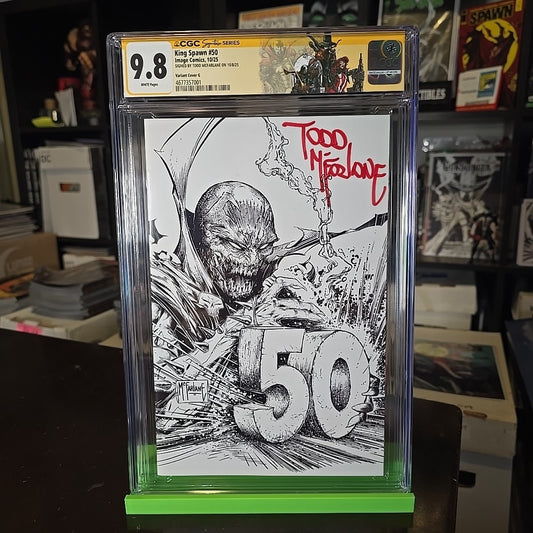 King Spawn 50 Todd McFarlane B&W Virgin Signed Cover G 1:250 Incentive CGC 9.8