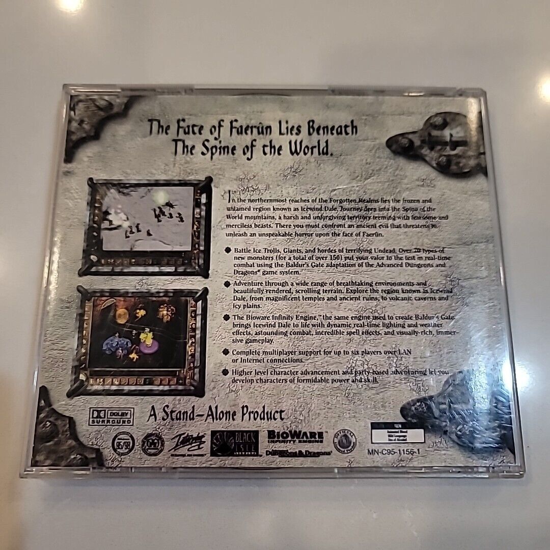 Icewind Dale Baldur's Gate Forgotten Realms Adv D&D Win95/98 PC 2-CD-ROM (2000)