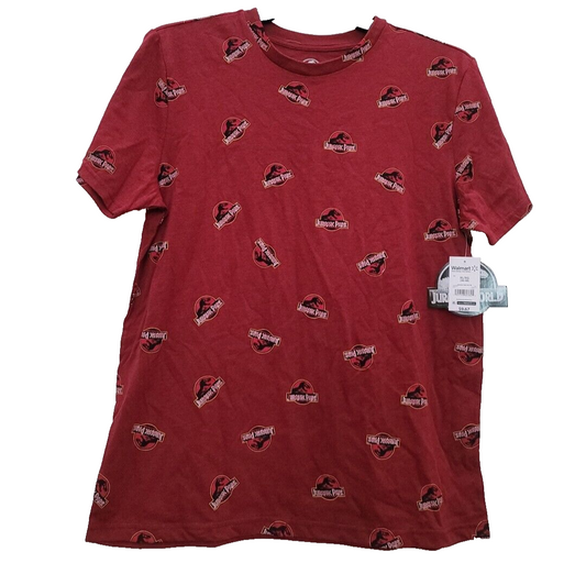 Jurassic World Park Unisex T Shirt XL Red All Over Print Graphic New