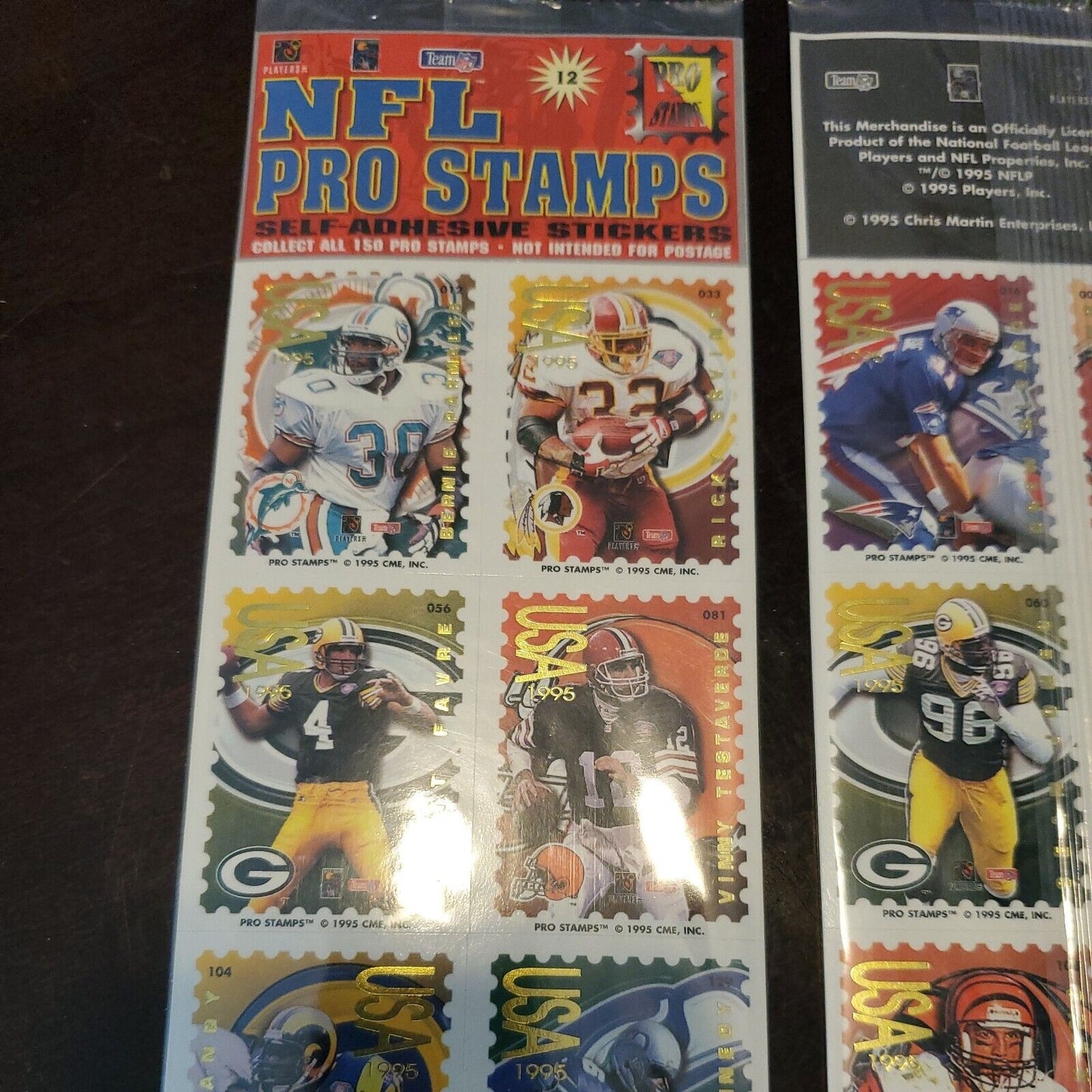 Vintage 1995 NFL Pro Stamps Stickers (12) NIP SEALED RARE Farve Young LOT OF 2