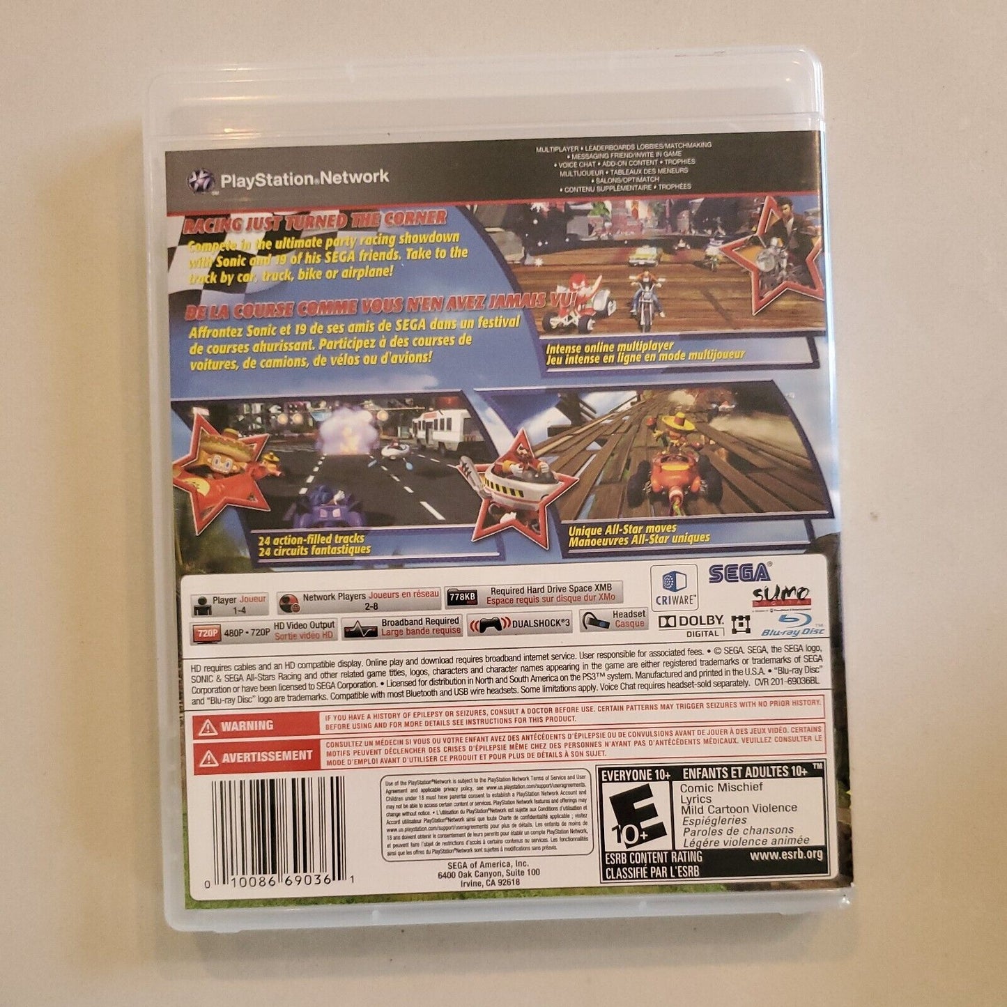 Sonic & Sega All-Stars Racing (Sony PlayStation 3, 2010) CIB Complete