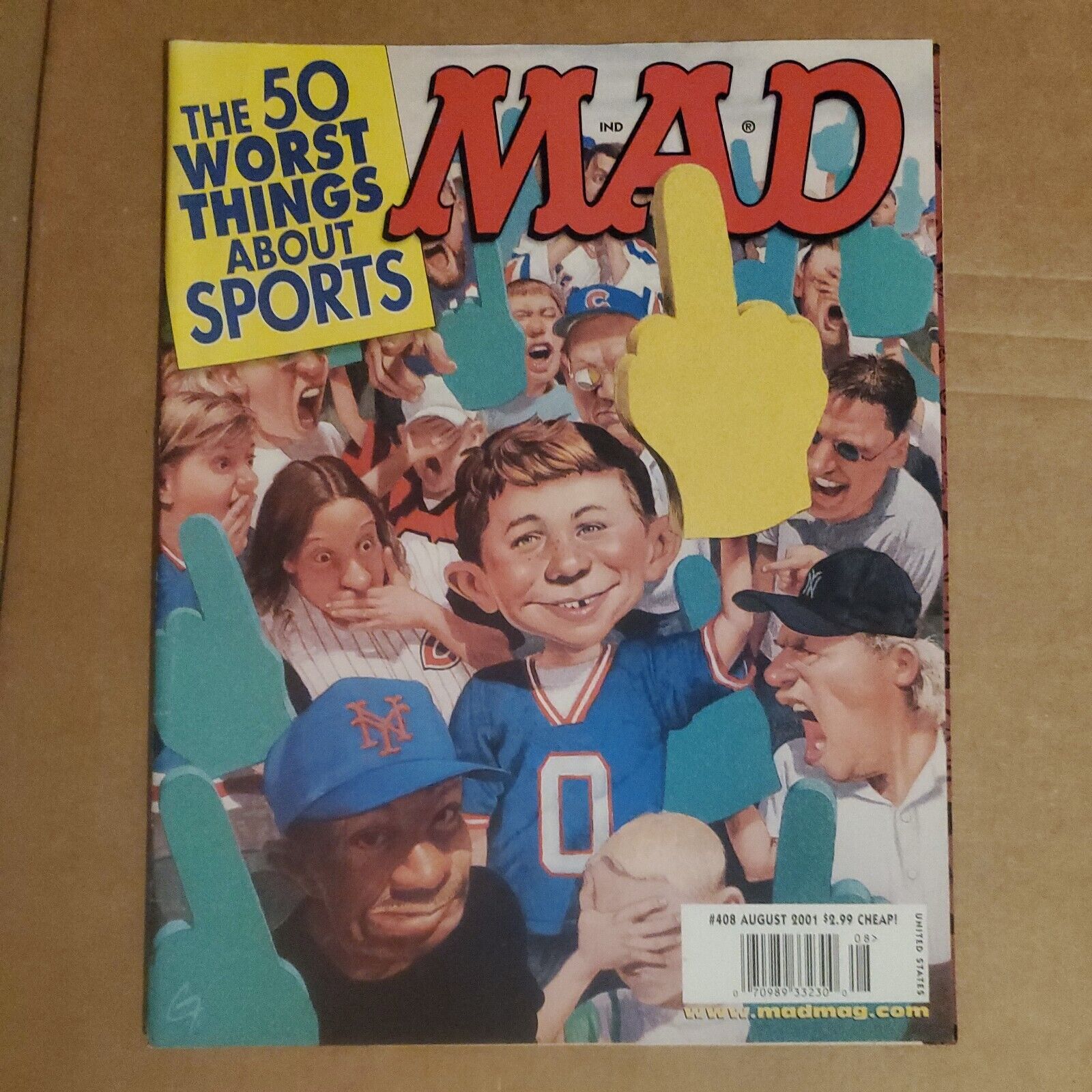 2001 (Aug.)  Mad Magazine, #408 The 50 Worst Things About Sports ~  Very Good +