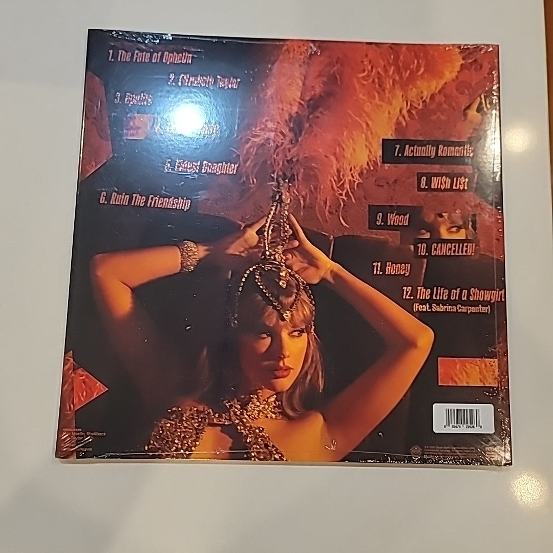 TAYLOR SWIFT - THE LIFE OF A SHOWGIRL (ORANGE GLITTER VINYL LP) Sealed 