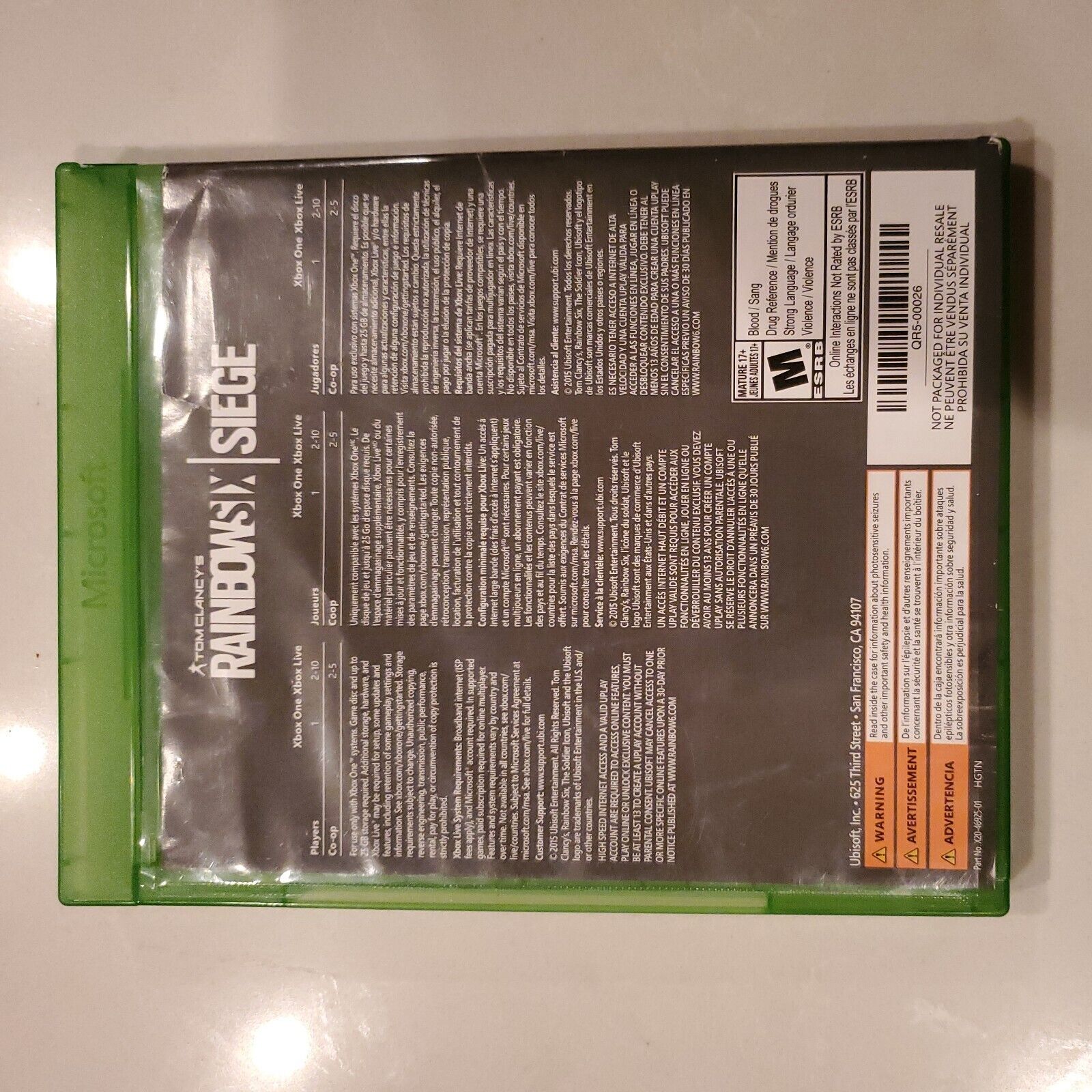 Tom Clancy's Rainbow Six Siege: Xbox One/ Series X Pre Owned No Manual SB1