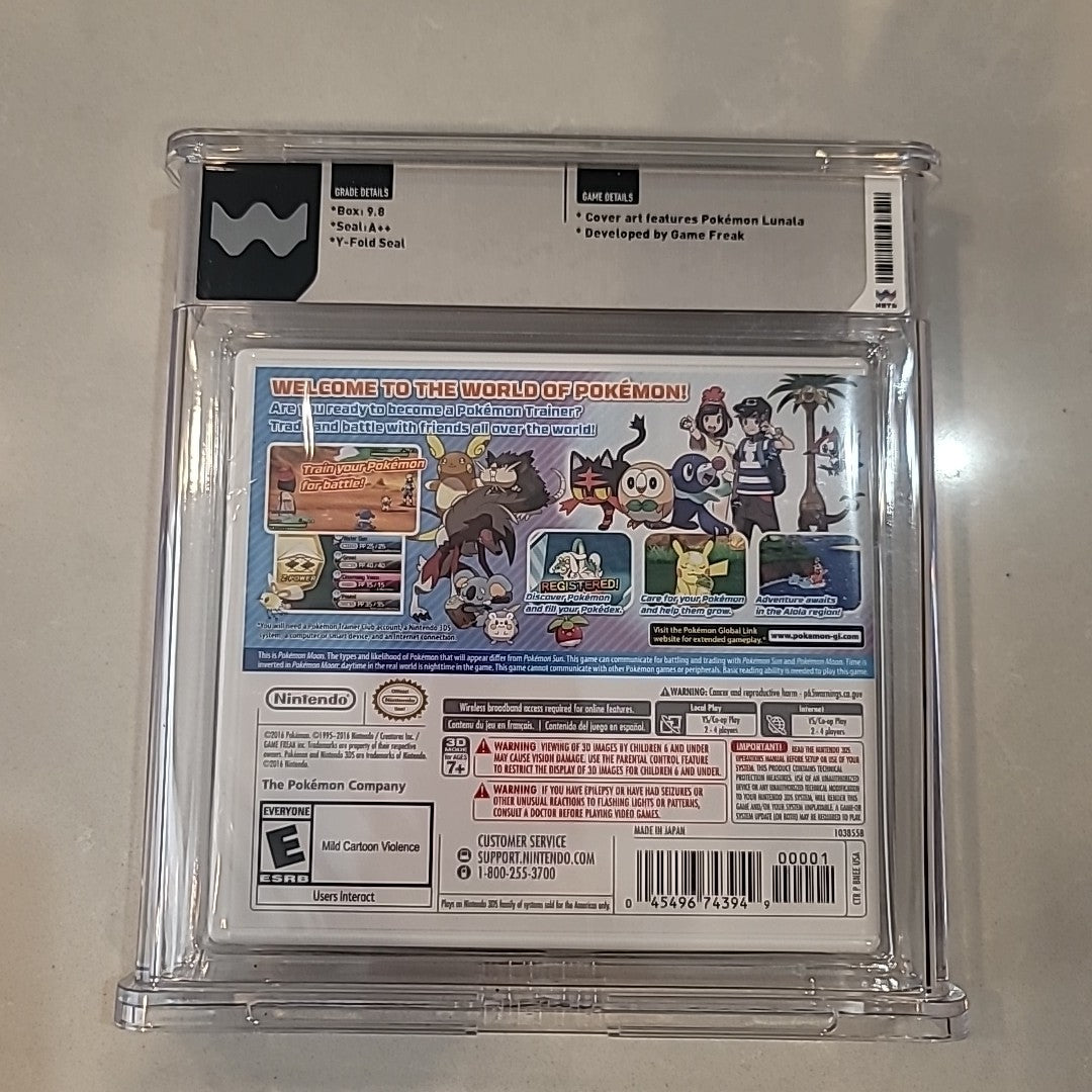 Pokemon Moon  (Nintendo 3DS) WATA 9.8 Sealed Grade: Y-Fold A++ CASE CRACKED