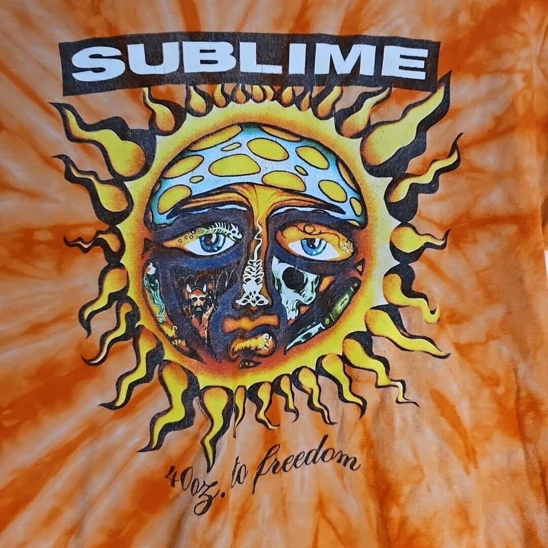 Mens Sublime Logo Tye Dye T-shirt Mens Medium Orange Sun Tee Large