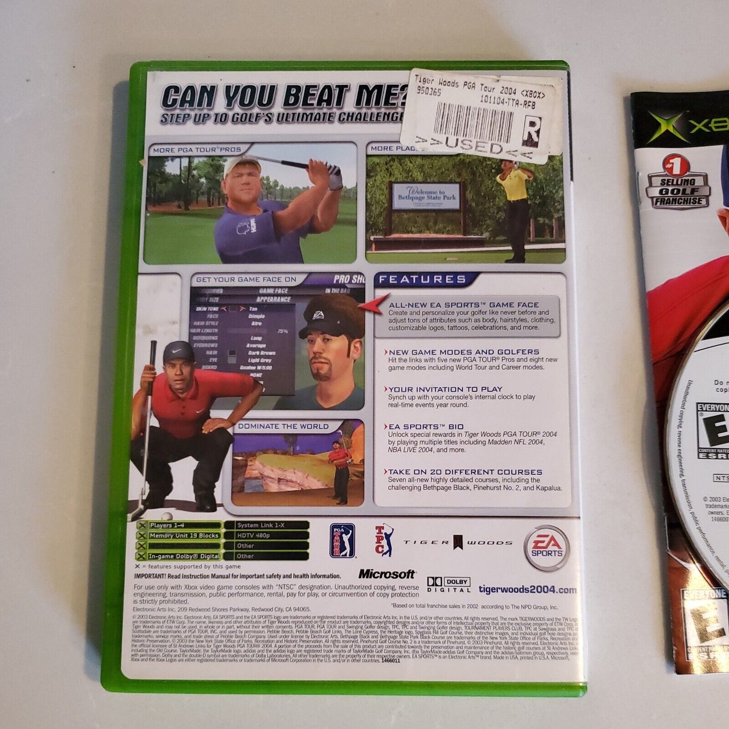 Tiger Woods PGA Tour 2004 (Microsoft Xbox, 2003) Complete w/ Manual CIB SB2