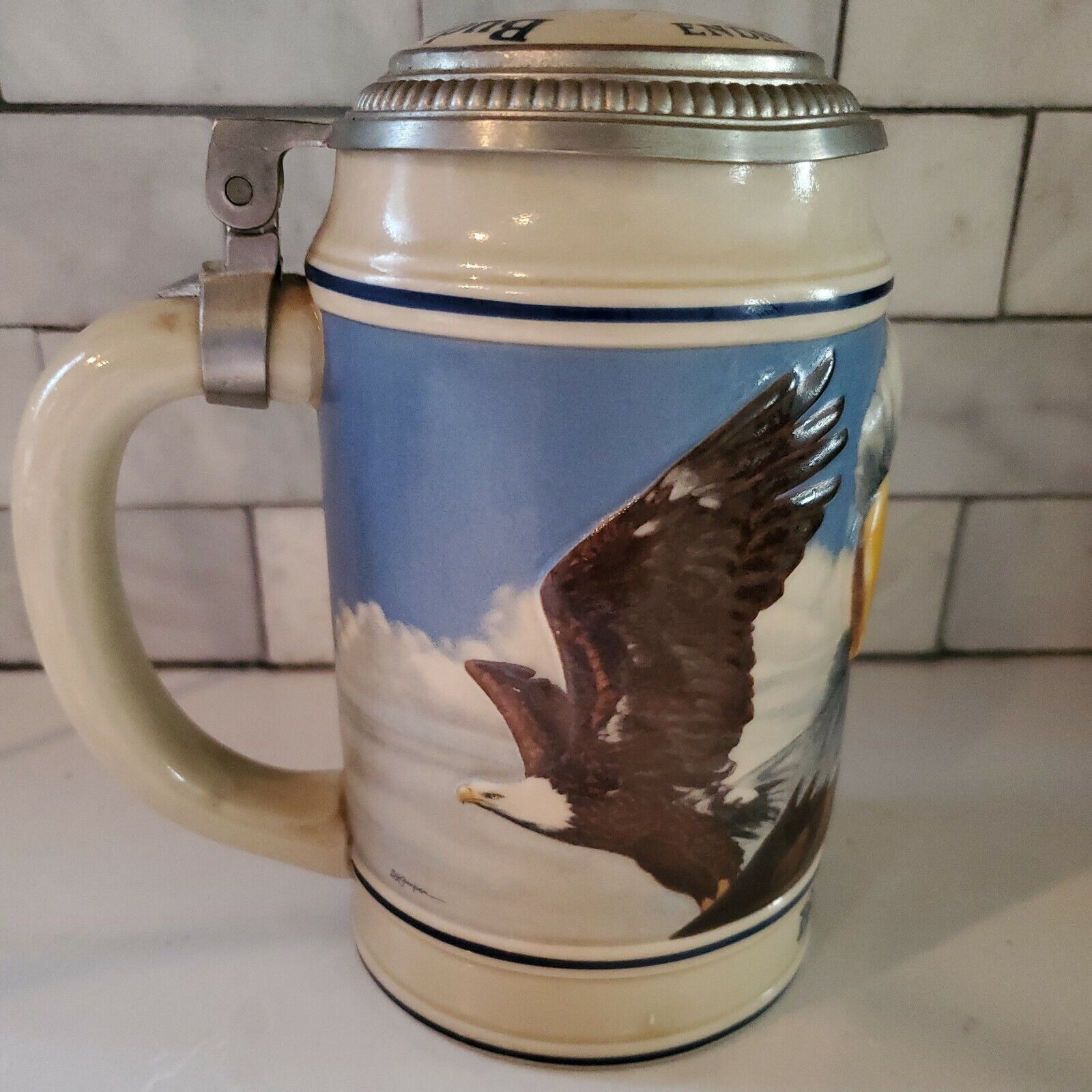 VTG 1989 Anheuser Busch Endangered Species Bald Eagle Budweiser Beer Stein KS21