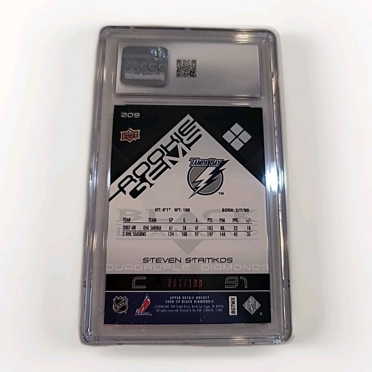 2008-09  UPPER DECK BLACK DIAMOND RUBY  #209 STEVEN STAMKOS Nm/Mint 8