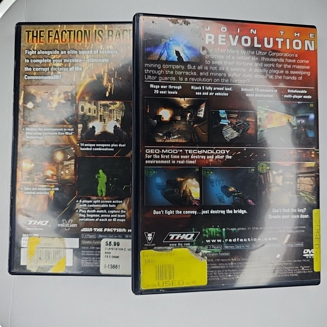 Red Faction I & II (1 and 2) (Sony Playstation 2 PS2) 