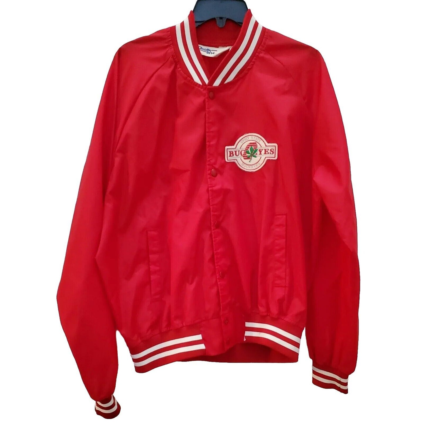 Vintage Ohio State Buckeyes Red Auburn Sportswear Satin Jacket Chalk Line XL vtg