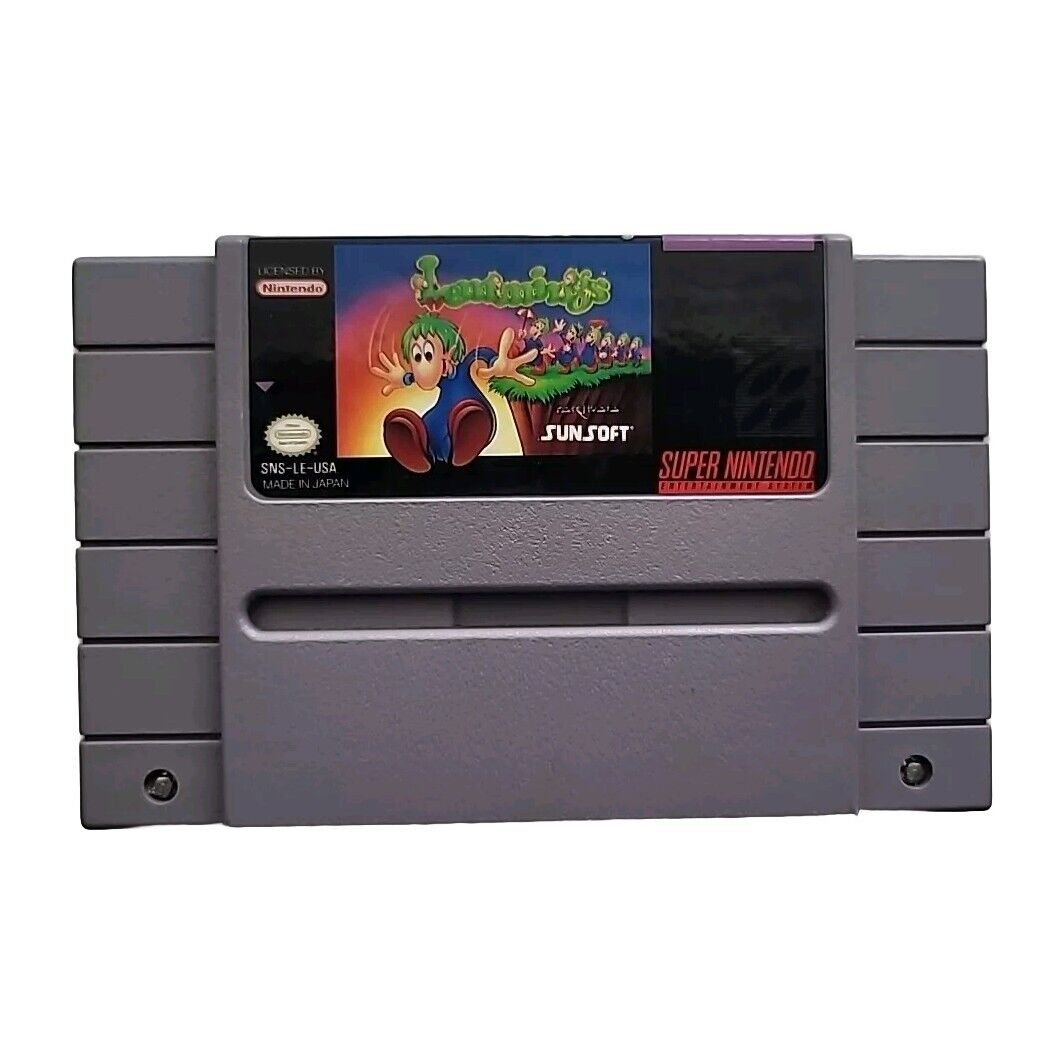 Super Nintendo Lemmings Game Cartridge 1991 **Tested**