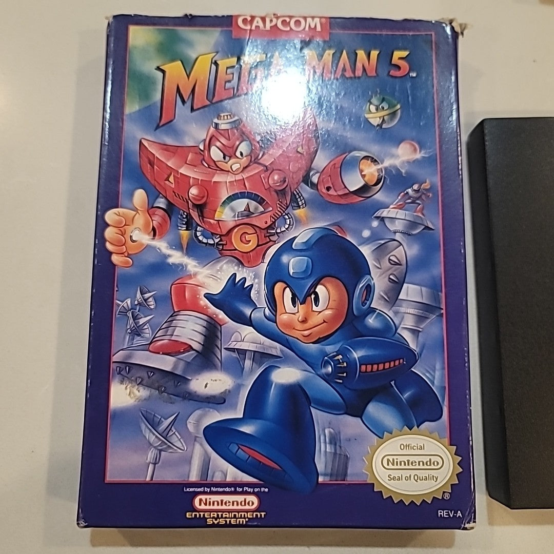 1985 Mega Man 5 (Nintendo NES) Complete CIB W Reg- Tested - Authentic