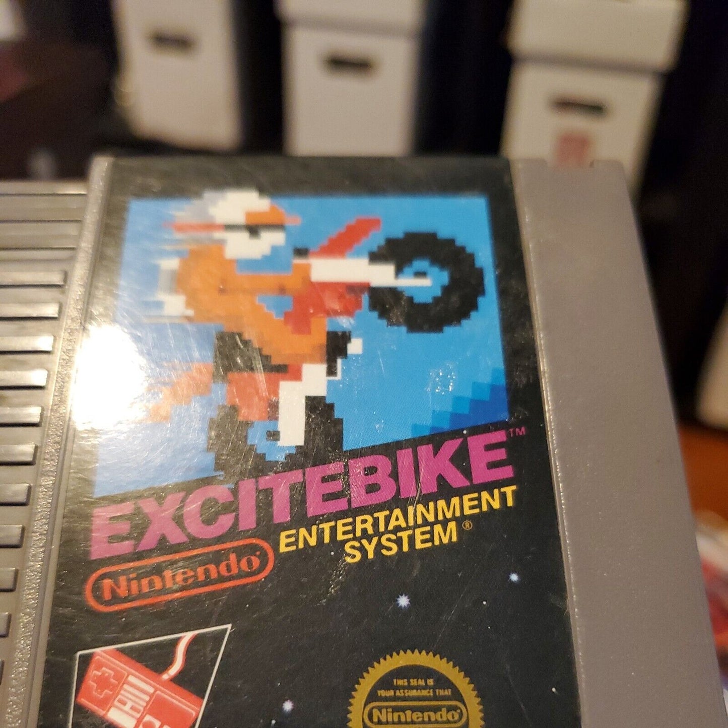 Excitebike (3 Screw Black Label) Authentic & Tested NES Nintendo Game Cartridge