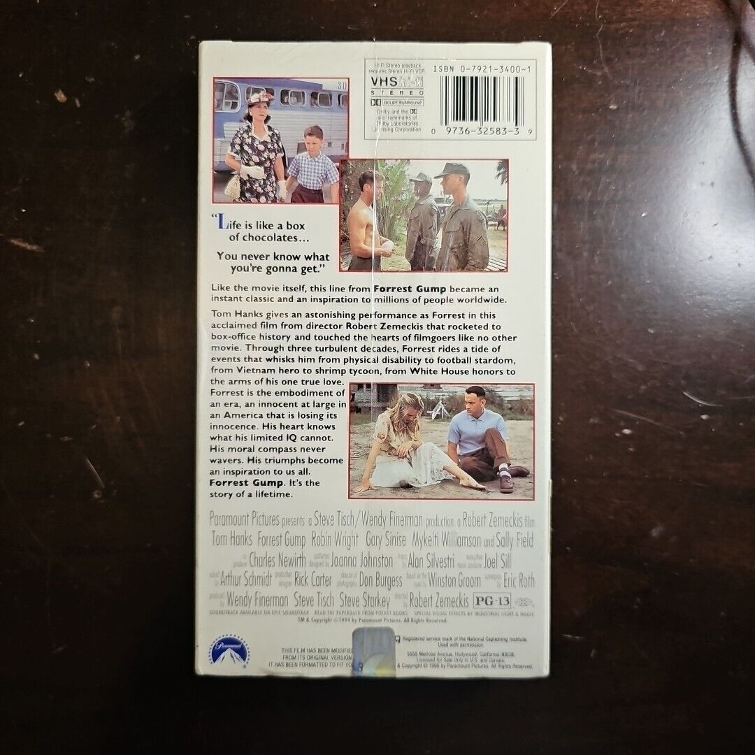 VTG Tom Hanks Forrest Gump Sealed VHS Paramount Pictures Water Mark 1st Print