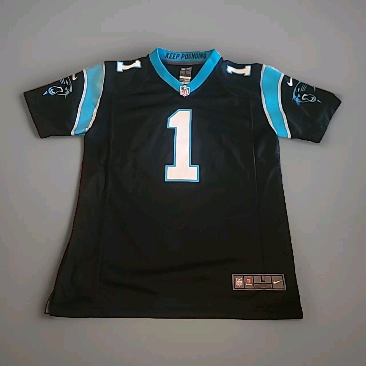 Cam Newton #1 Carolina Panthers Youth L Black Nike Football Jersey NFL