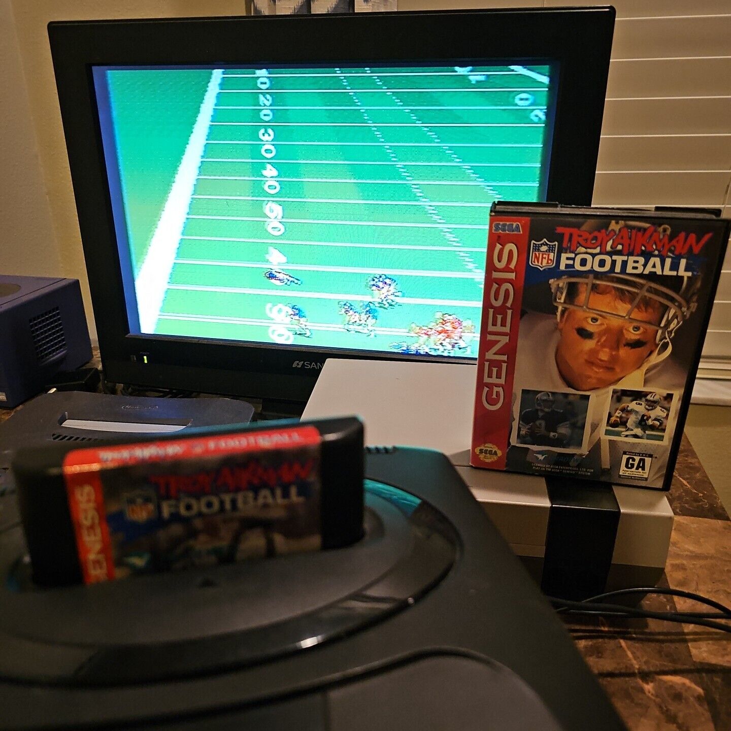 Troy Aikman Football Sega Genesis Complete TESTED AUTHENTIC CIB