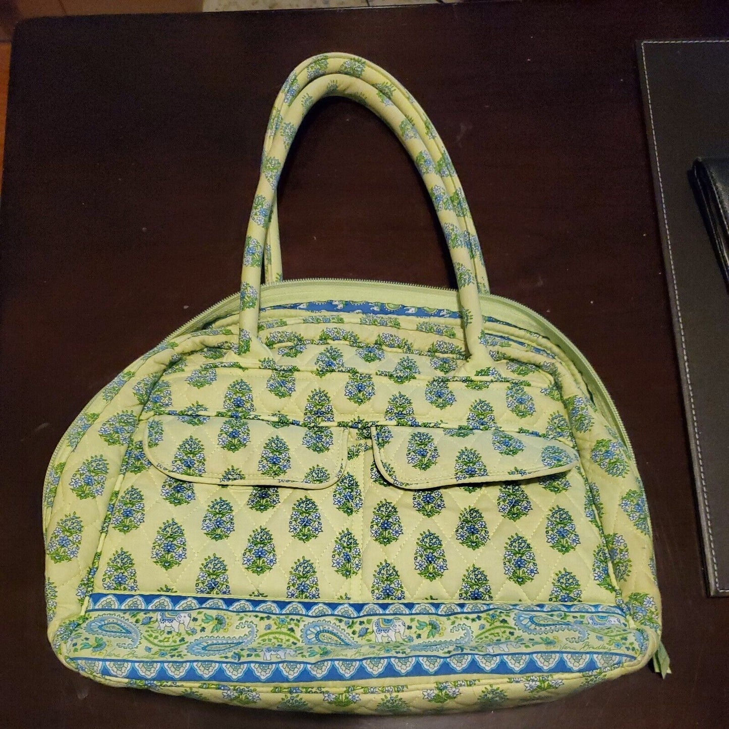 VERA BRADLEY Large Bowler Satchel in Citrus Floral Paisley Elephant Print