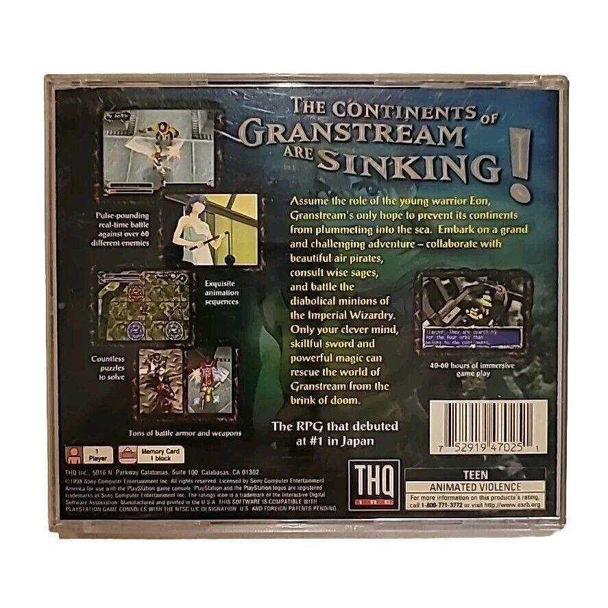 The Granstream Saga Sony PlayStation 1 PS1  CIB With Registration Card Tested