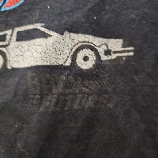 Back to the Future Men's Sz L Delorean T-Shirt Black Cotton