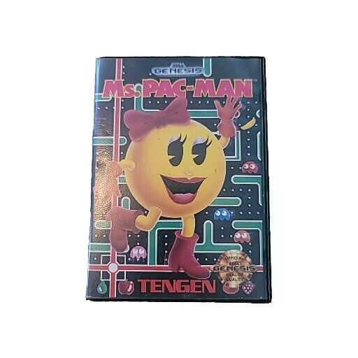 MS. PAC-MAN SEGA GENESIS NO MANUAL TESTED RETRO VIDEO GAME TENGEN
