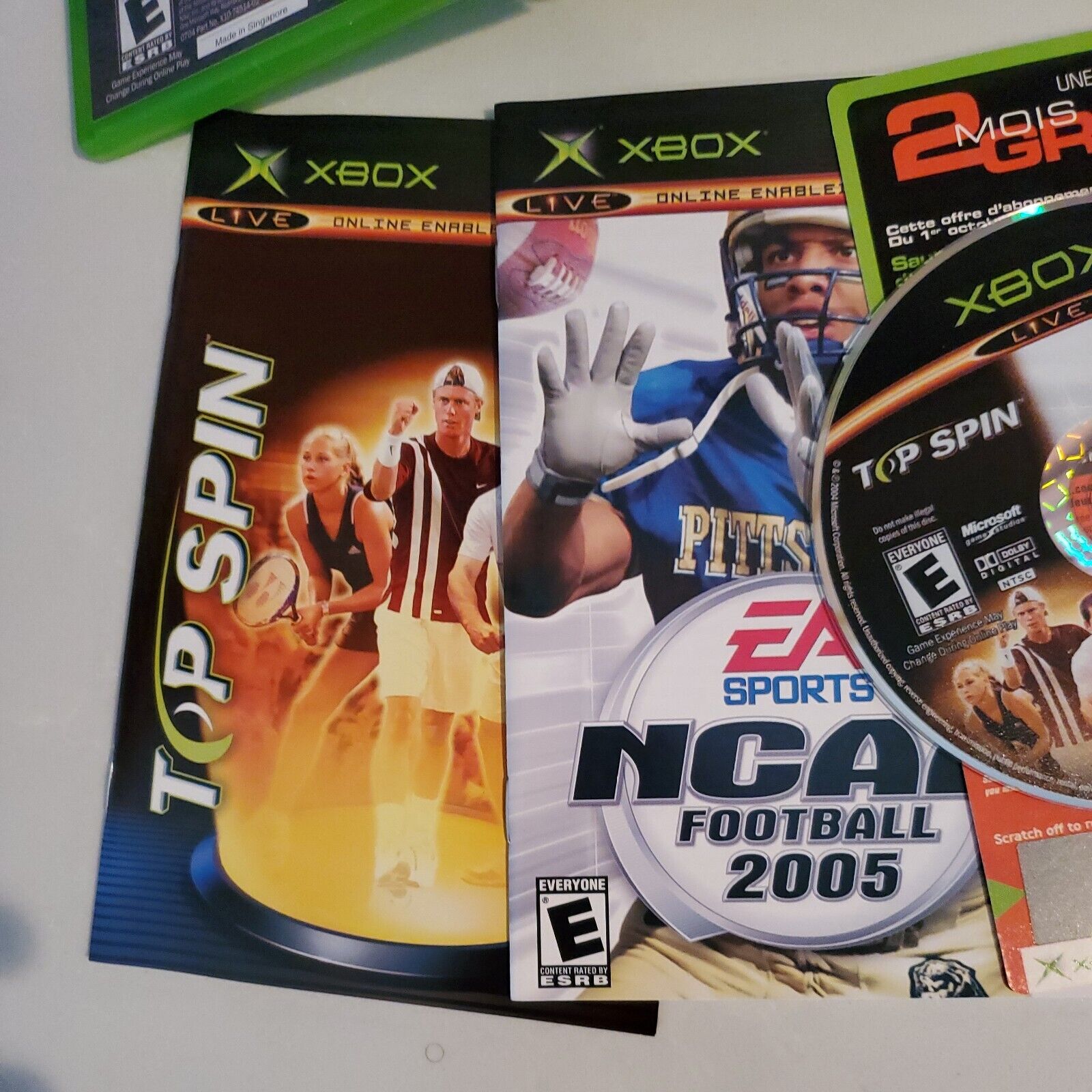 NCAA Football 2005 / Top Spin Combo (Microsoft Xbox, 2004) Complete CIB SB2