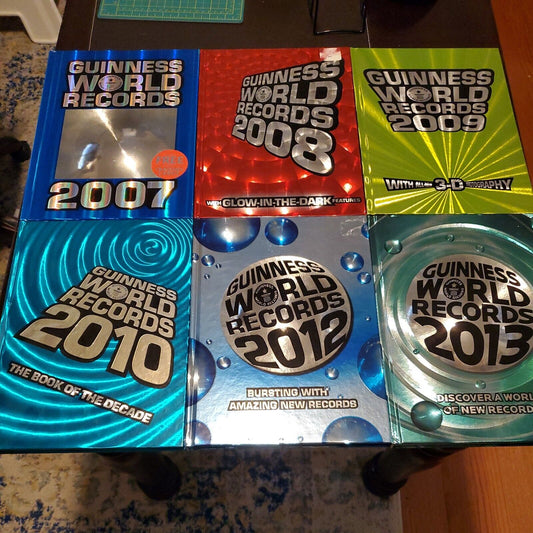 Lot of 6 Guinness World Records Hardcover - 2007, 2008, 2009, 2010, 2012, 2013