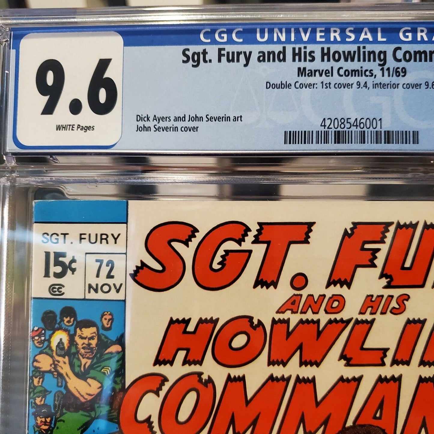 SGT. FURY AND HIS HOWLING COMMANDOS 1963 Series #72 DOUBLE COVER CGC 9.6