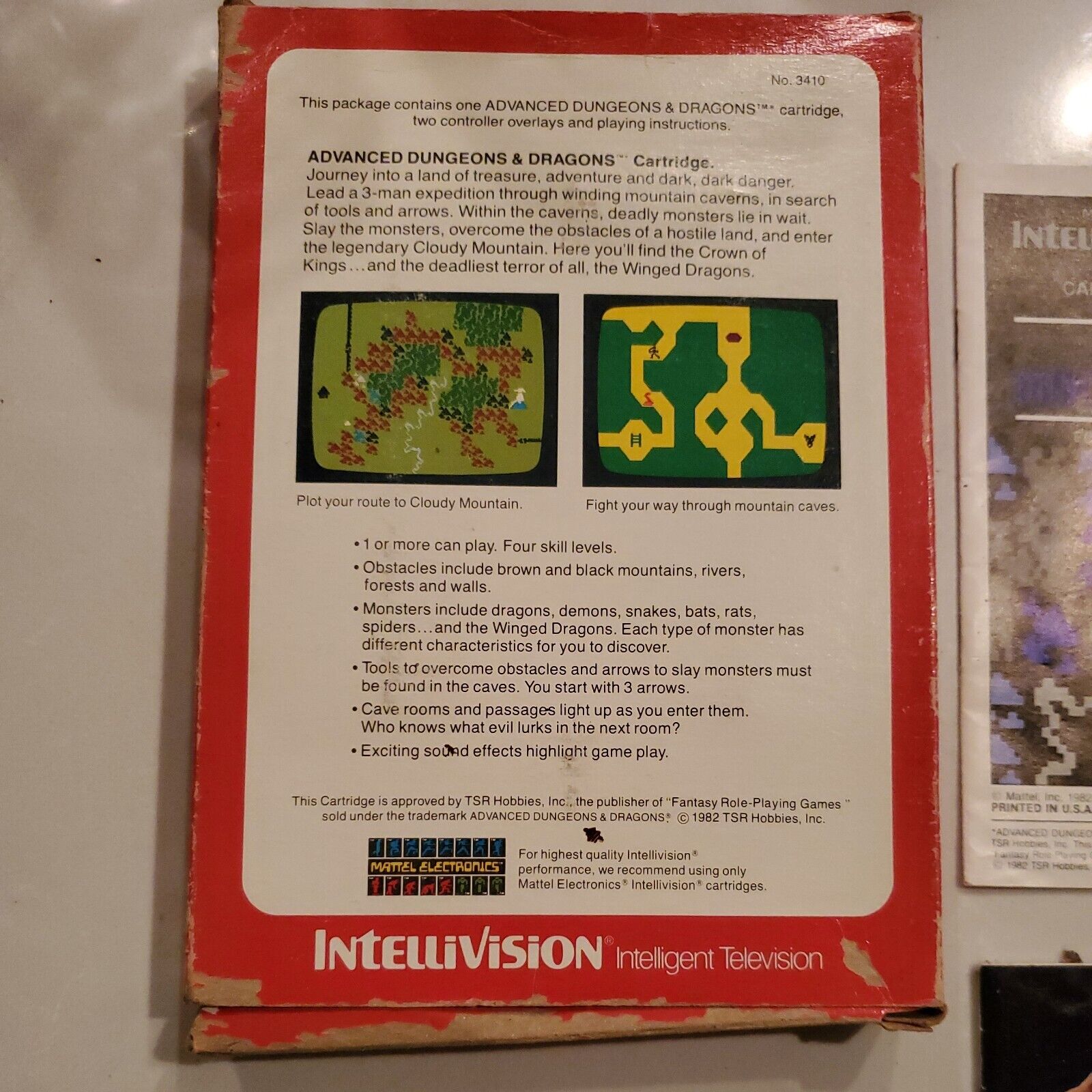 INTELLIVISION ADVANCED DUNGEONS & DRAGONS CLOUDY MOUNTAIN BOXED CIB Complete SB9