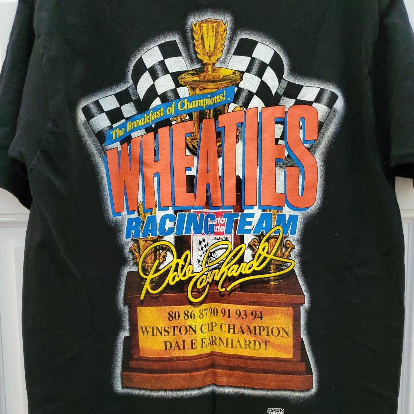 1997 NASCAR Dale Earnhardt Wheaties Winston Cup Champ Double Sided Tshirt L