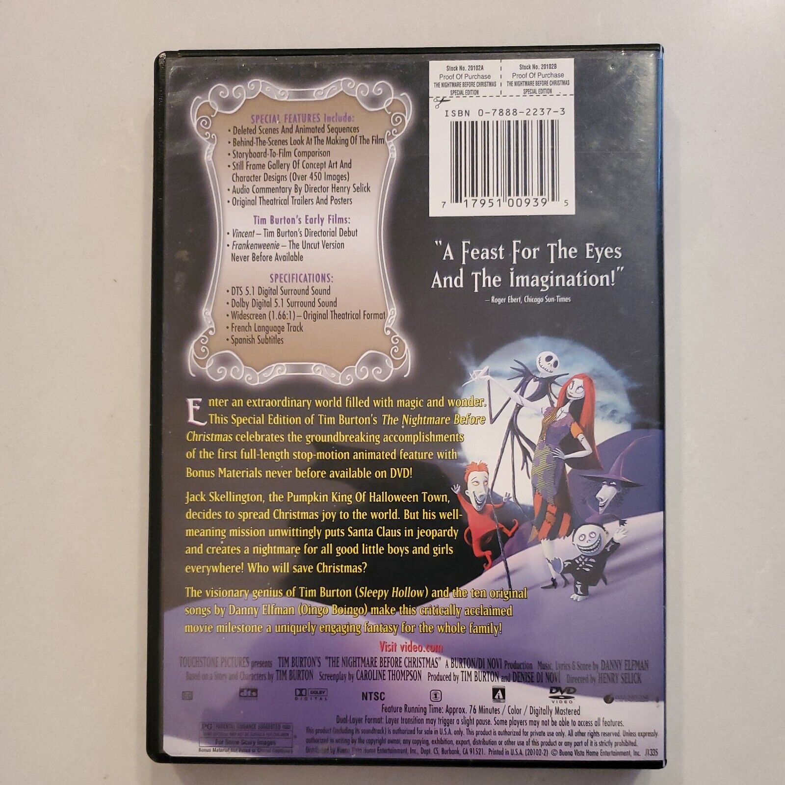 The Nightmare Before Christmas (DVD, 2000, Special Edition) SB11